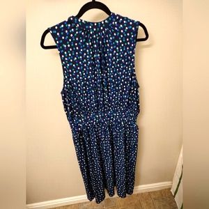 Leota Midi Blue Polka Dot Dress Size XL